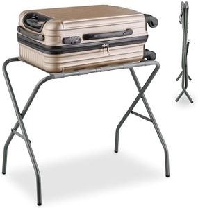 Relaxdays Porte-Valise, 1 pièce, Pliable, métallique (Acier), hôtel, H x L x P : 55 x 67 x 43 cm, Gris