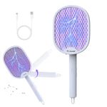 PALONE Electric Fly Swatter, 4000V Foldable Fly Zapper Killer with Rechargeable Battery, 3 Layers Mesh with USB-C, Mosquito Killer Flying Insects Control for Living room, Garden, Kitchen
