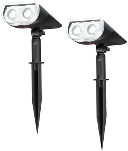 Linkind Solar Lights Outdoor StarRayS, Bright Solar Spot Lights Outdoor, IP67 Waterproof Spotlights for Garden Yard Landscape Walkway Patio Tree (Daylight, 2 Pack)