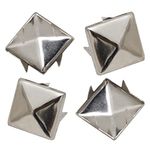 100 Pcs Square Rivets Silver Pyramid Studs Standard Size Punk Spikes Rivet Clothing Spikes Studs for Leathercrafts DIY Projects Bags Belt Shoe Decorative Clothing Jeans