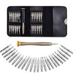 Farraige Heavy Magnetic Screwdriver Set; 25-1 Repair Kit, with Portable Leather Case, Professional Opening Tools for Mobile Laptop Glasses, Star/Y-Type/Flat-Blade/Triangle Screwdrivers, black