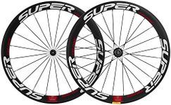 Superteam 50mm Clincher Wheelset 700c 23mm Width Cycling Racing Road Carbon Wheel Decal (White and Red Decal)