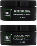 Tiege Hanley Glycolic Acid Pads for Men, 2-Pack - Exfoliating Face Cleansing Pads for Forehead, Nose & Cheeks - Men's Daily Skin Care Facial Wipes.18.5% Acid Complex (Glycolic, Salicylic & Lactic).