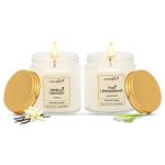 Aromahpure Scented Candles (55 Hrs) 100% Soy Wax, Handcrafted | Smoke-Free |Vanilla Fantasy -Vanilla, Thai Lemongrass- Lemongrass Candles for Home & Gift Sets (Pack of 2)