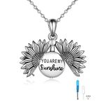 ONEFINITY Sterling Silver Sunflower Urn Necklace for Ashes You Are My Sunshine Pendant Cremation Jewelry for Ashes of Loved Ones Keepsake, Sterling Silver