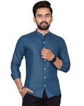 Besix Men Regular Fit Solid Oxford Blue Colour Cotton Blend Spread Collar Casual Shirt(MDRN_OXFORDBLUE_M)