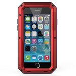 iPhone 7 Case,Gorilla Glass Luxury Aluminum Alloy Protective Metal Extreme Shockproof Military Bumper Heavy Duty Cover Shell Case Skin Protector for Apple iPhone 7 (Red)