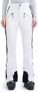 HIGH EXPERIENCE Ski Pants for Women Snow Fleece Lined Snowboard Soft Shell Slim Fit Fitted Insulated Waterproof Windproof Hiking Warm (X-Small, White)