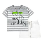 ARIEL Baby Boys & Baby Girls Cotton Printed Round Neck Half Sleeve T-Shirt & Short Trendy Summer Clothing Sets(AR-BHALFSS-36-Green-specs_Multicolor_3 Months - 6 Months)