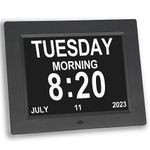 【Upgraded】 3 Alarms Dementia Clock, 2 Auto-Dim Options, Large Display Digital Calendar Day Clocks Extra Large Non-Abbreviated Day&Month.Perfect for Seniors