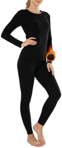 MANCYFIT Thermal Underwear for Women Long Johns Set Fleece Lined Ultra Soft Black Small