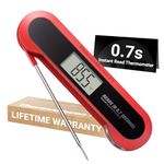 ThermoMaven F1 Meat Thermometer Digital for Cooking, 0.7s Instant Read Probe with High Accuracy, IP67 Waterproof Food Thermometer with Ambidextrous Backlit for Kitchen, Grilling, BBQ, Smoker (Red)