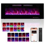 ORALNER 50” Smart WiFi Electric Fireplace, Ultra Thin Linear Recessed & Wall Mounted Fireplace Heater with 12 Adjustable Flame Color, 5-Level Brightness & Speed, Remote Control, 12H Timer (50 INCHES)