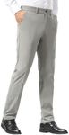 Plaid&Plain Men's Dress Pants Slim Fit Stretch Khaki Pants Wrinkle Free 8802 Iron Grey 32x28