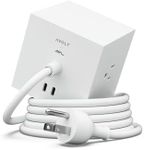 AVOLT Square 1 Magnetic Power Cube – Power Strip Cube, 3 AC Outlets, 2 Ports, Adhesive Mount, Modern Desk Power Strip for Home Office & Bedside, 5.9ft Extension Cord (Opal White, USB C - 5.9ft)