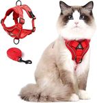 Skmeditec Cat Harness and Leash Set: Upgraded Escape Proof Vest with Lead for Large Cat Small Dog Puppy Walking, Soft Jacket Reflective Strips L Size Red