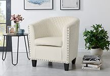 Bravich Modern Retro Tub Chair - Velvet Fabric Armchair for Dining, Living Room, Office & Bedroom Chair. Stylish & Comfortable Universal Dressing Table Chair (71 x 79 x 74 cm, Beige)