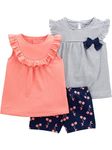 Simple Joys by Carter's Girls Baby and Toddler 3-Piece Playwear Set, Navy, Cherry, 3T