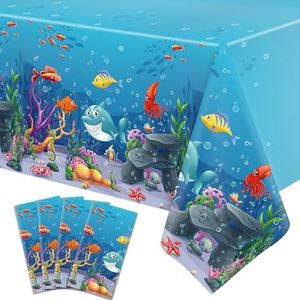 4 Pack Under The Sea Tablecloths Ocean Waves Underwater Table Cover Ocean Animals Table Cloth Ocean Sea Life Tablecloth Ocean Animal Table Cover Summer Beach Pool Birthday Party Supplies 51 x 86 IN