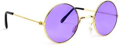 Skeleteen Purple Round Hippie Glasses - Purple 60's Style Hipster Circle Sunglasses - 1 Pair