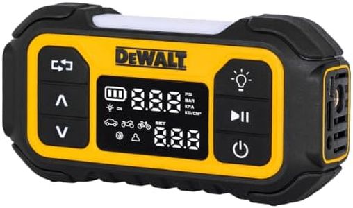 DEWALT Tire Inflator, Portable Air Compressor with Digital Pressure Gauge & Auto Shut Off, 150 PSI 12V DC Corded & Battery Powered Car Tire Pump with LED Light for Car, Motorcycle, Bike, Sports Balls