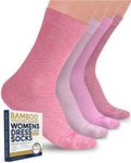 Pembrook Women's Bamboo Viscose Crew Socks, 4 Pairs - Striped, Size Small/Medium or Large/XL, Breathable, Cushioned, Pull On