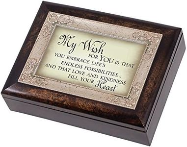 My Wish for You Dark Wood Finish Jewellery Music Box Plays Tune Amazing Grace