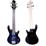 Short Half Scale Portable Travel Junior Travel Bass (Ibanez Style, Blue)