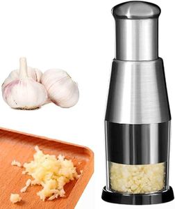 Kresal Multifunctional Pressed Garlic Chopper, Garlic Press Stainless Steel 304 Manual Onions Masher Onion Chopper Garlic Crusher for Mincing Slicing Peppers