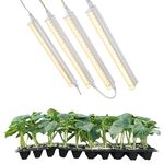 RWNTAO T5 LED Grow Lights for Indoor Plants, 24W (4×6W) 3000K Full Spectrum Plant Light, Linkable Grow Light Strip, Grow Lamp with High PPFD for Greenhouse, Plug and Play, 1FT Warm Light 4-Pack