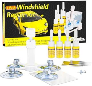 Windshield Repair Kit, Upgraded 4 Pack Windshield Crack Repair Kit, Windshield Chip Repair Kit with Pressure Syringes, Glass Repair Kit Windshield Quick Fix for Chips, Cracks, Star-Shaped Crack