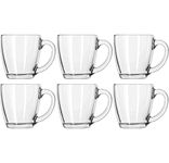 Kikiluxxa Transparent Square Shape Glass Coffee Mugs -Set Of 6 Transparent Green Tea Cups For Hot Beverages With Handle, 185.0 Milliliter - 185 Ml