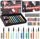 TIANREN Calligraphy Pen Set,Fountain Pens with 8 Different Replaceable Nibs with 60 Ink Cartridges(12 Colors) for Writing & Drawing,Calligraphy Kits for Beginners Kids and Adults.