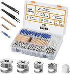 YaaYii Cam Lock for Furniture Assortment Kit 380 PCs - Include 300 Cam Bolt & Nuts Set, 80 Wood Dowel Pins As Furniture Connecting Hardware Parts for Cabinet, Closet, Drawer, Wardrobe and More