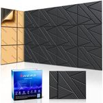 8 Pack Self-Adhesive Soundproof Wall Panels, 12 x 12 x 0.47 In Sound Proof Foam Panels for Walls, 1.2lb/ft³ High Density, Thicker 0.47in, Acoustic Panels, Noise Dampening Panels for Room Studio Black