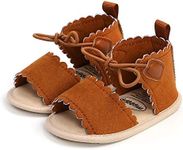 Meckior Infant Baby Girls Boys Summer Sandals Open Toe Lace Princess Dress Wedding Flats Shoes Newborn Toddler Soft Non-slip Sole First Walker Crib Shoes, A04/Brown, 12-18 Months Toddler