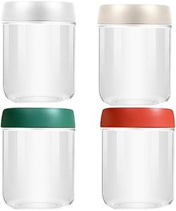 4 Pack 16oz Overnight Oats Jar,Leak Proof Clear Glass Jars for Overnight Oats with Lids,Reusable Wide Mouth Mason Jars for Fruit, Salad Dressing, Sauce,Cereal,Pasta,Sugar,Beans,Spice(450 ml)
