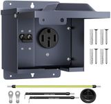 Joinfworld 50 Amp RV Power Outlet Box with Breaker, Weatherproof 125/250V UL Listed NEMA 14-50R RV Receptacle, Lockable Electrical Power Box for RV Camper Trailer Motorhome