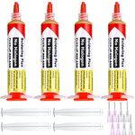 Treela 4 Set 8341 No Clean Solder Flux Paste 10cc Tacky Soldering Flux 40ml Pneumatic Dispenser with Plunger and Dispensing Tip for Electronics Soldering PCB IC Cellphone CPU LED Bga Repairing