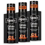 Alpecin Caffeine Shampoo C1 Black Edition - 3 x 250 ml - with new fragrance | Natural hair growth for men | Energy for strong hair | Hair Care for Men Made in Germany