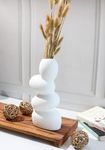 Craftribal's Pebble Vase|Ceramic Flower Vase|10 Inches|Stone Vase|Color (White) Pebble vase for Flowers Pampass Grass Home Decor Living Room Bedroom Office Center Table