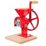 Mosakar Hand Crank Grain Mill - Red, Manual Food Grinder for Dry and Oily Grain, Kitchen Flour Mill, Hand Operate Wheat Corn Spice Masa Peanut Butter Grinder Maker, Stainless Steel Grinding Burrs