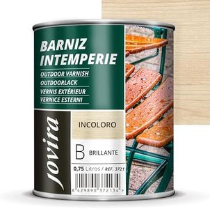 JOVIRA PINTURAS Barniz Madera Intemperie. Decora y embellece todo tipo de maderas al exterior, mesas, sillas, muebles, barcos, terrazas. (750 Mililitros, Brillante)