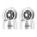 INJORA 1.9" Beadlock Wheel Rim - 10mm Offset for 1/10 RC Crawler SCX10 TRX4 VS4-10 Gen8 (Silver)