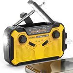 Wind Up Radio, PRUNUS J-369 Survival Equipment, AM/FM Portable Radios, Battery Radio with 3000mAh Power Bank, Solar Radios with Torch, Reading Lamp and SOS Alarm for Camping and Emergencies (Yellow)