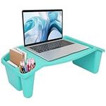 BELLE VOUS Blue Multi-Purpose Lap Desk with 3 Compartments - Lap Stand with Side Storage Pockets - Bed Table for Laptop Stand, Serving Tray, Breakfast, Reading, Notebooks, Gaming & More