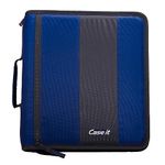 Case-It 3-Ring Zipper Binder 2-Inch, Tabbed dividers, 2-Pockets, Mightnight Blue D-251-MBLU