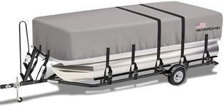 NEVERLAND Waterproof Pontoon Boat Cover - 21-24 ft Boat Cover Heavy Duty Marine Grade Oxford UV Resistant Canvas Trailerable Boat Covers with Windproof Adjustable Buckle Straps Gray