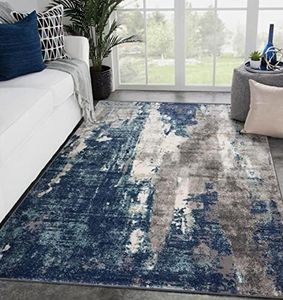 LUXE WEAVERS Euston Collection D.Blue-L.Blue 8x10 Modern Abstract Area Rug