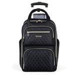 Ponhog Rolling Laptop Travel Backpack with Wheels for Women - 15.6 Inch Laptop Wheeled Backpack, Carry on Trolley Suitcase Black Computer Bag for Adults Business College Work Overnight,Black